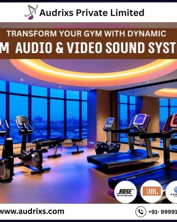 We design and install dynamic audio and video systems for gyms and fitness centers. This setup features zoned speakers for different workout areas and wall-mounted displays, creating an energetic atmosphere that motivates your clients.