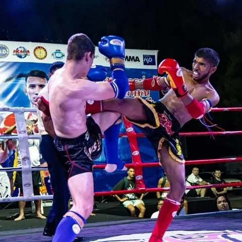 This is what we train for. A clean, powerful head kick landing in the ring during the 6th International Thai Martial Arts competition. Technique, timing, and power are what we drill every single day.