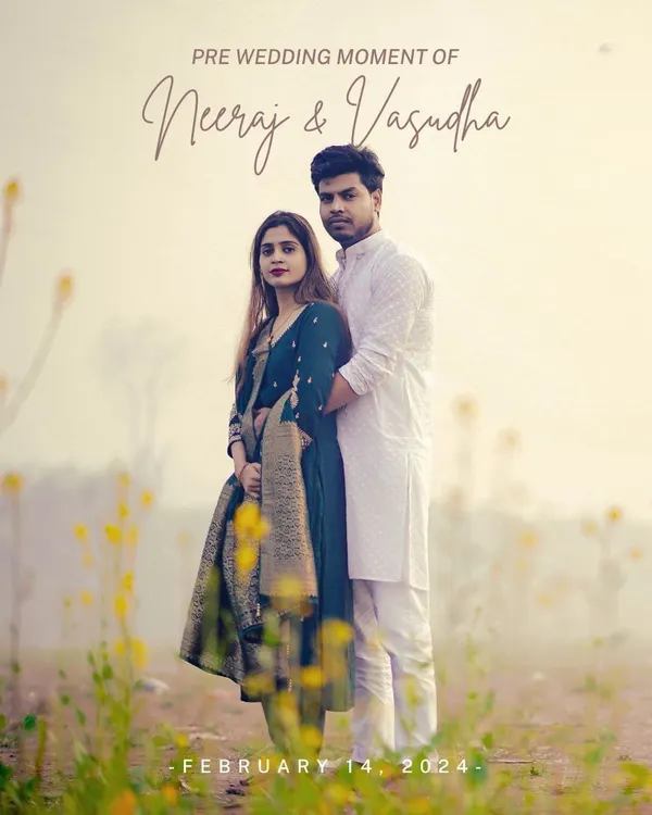 A classic pre-wedding portrait set in a field of wildflowers. My goal is to make you feel comfortable, creating a natural and romantic image that celebrates your relationship in a peaceful, outdoor setting.