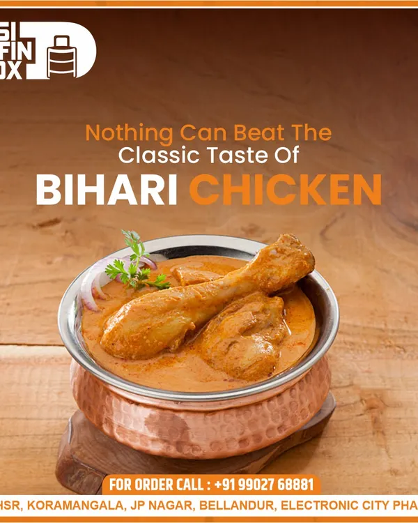 For those who enjoy non-vegetarian food, we offer unique specialties like this Bihari Chicken. It's a classic dish with tender chicken in a flavourful, rustic gravy that tastes just like it was made at home.