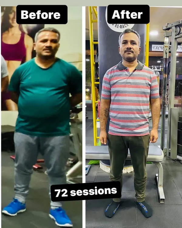 An incredible change achieved over 72 personal training sessions. This client's dedication to both his workouts and diet plan led to this amazing and sustainable body transformation.