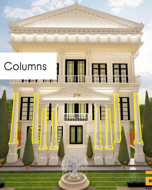Details matter in architecture. This image breaks down the classical Roman elements like columns, pediments, and balustrades that I used in the design of the JW Mangalkaryalay in Satara to achieve a look of timeless elegance.