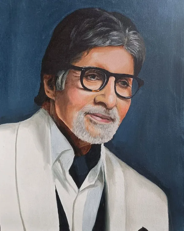 A tribute to the legend, Amitabh Bachchan. This oil portrait was painted as a demonstration for my online art classes.