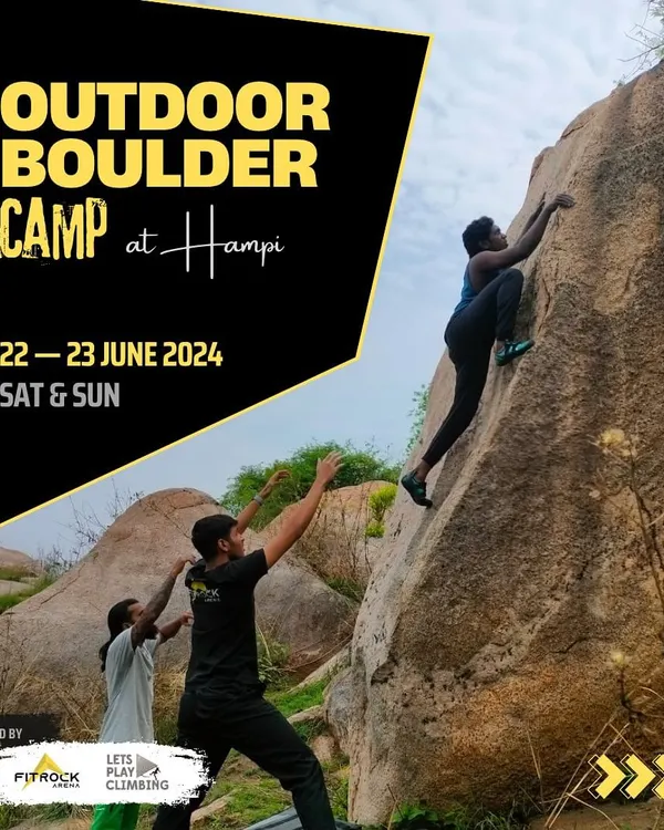 This is the official invite to our next Outdoor Boulder Camp in Hampi. We host these regularly, offering a complete package with stay and guided sessions for a limited group to ensure personalized attention.