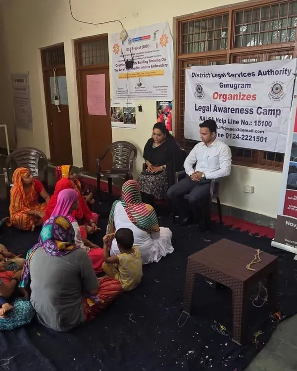 My work is most fulfilling when I am on the ground, directly connecting with communities. Here, I am conducting a legal awareness camp with the Navjyoti India Foundation, creating a safe space for women from rural areas to learn about their rights under the Domestic Violence Act and share their stories without fear.