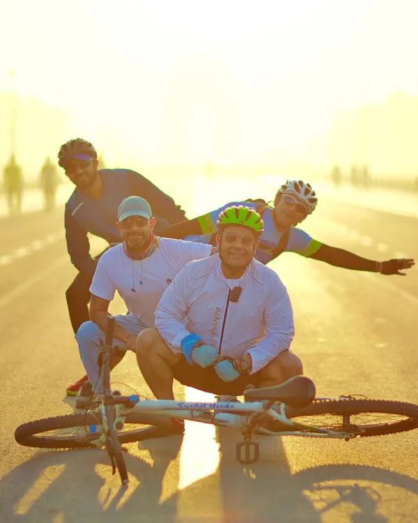 This is what our brotherhood looks like. A creative and fun shot against the morning sun on the streets of Delhi. This is more than cycling, it's art.