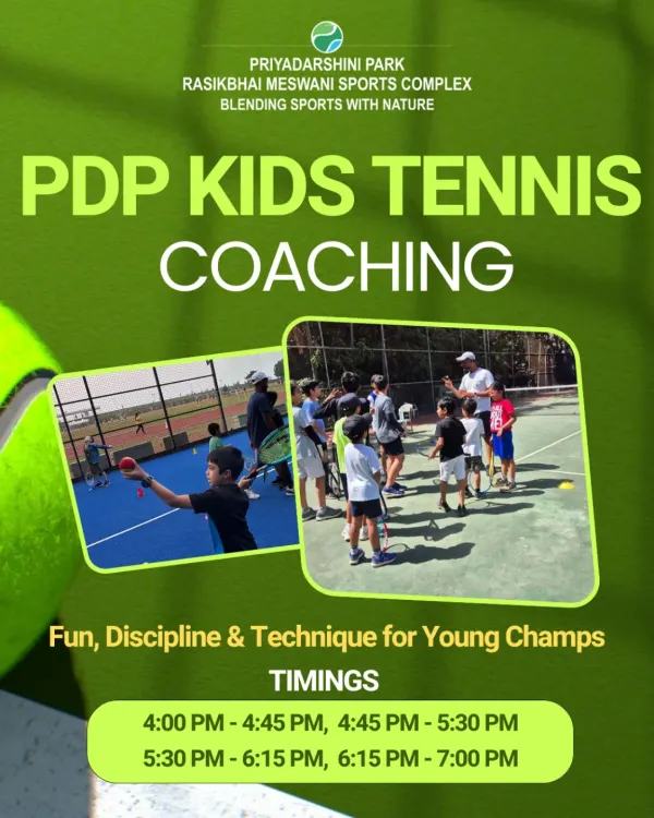 Our kids' tennis coaching program is designed to be the perfect blend of fun, discipline, and technique. This flyer gives you a glimpse into our daily sessions, structured to help young champs develop their skills in an energetic and supportive environment.