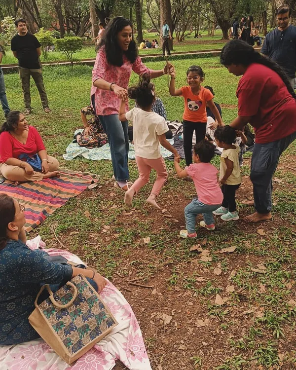 Pure, uninhibited joy! Children and adults hold hands and dance in a circle during our Mother's Day celebration. Movement and music are woven into our stories to make them truly interactive.