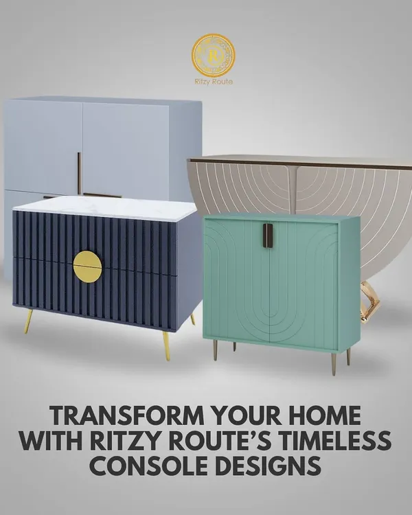 Transform your home with my timeless console designs. This image showcases a collection of custom sideboards and consoles I've designed, each with a unique personality, from modern minimalist to bold and artistic.