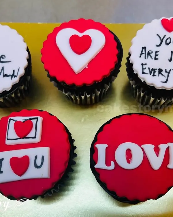 A set of custom fondant cupcakes for your special someone. Each one has a unique message, like "My Lifeline," "You Are My Everything," and "I Love U."