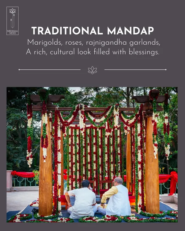 This traditional mandap design uses marigolds, roses, and rajnigandha garlands to create a rich, cultural look. In my courses, you learn to style with intention, whether the theme is traditional, minimal, or experimental.