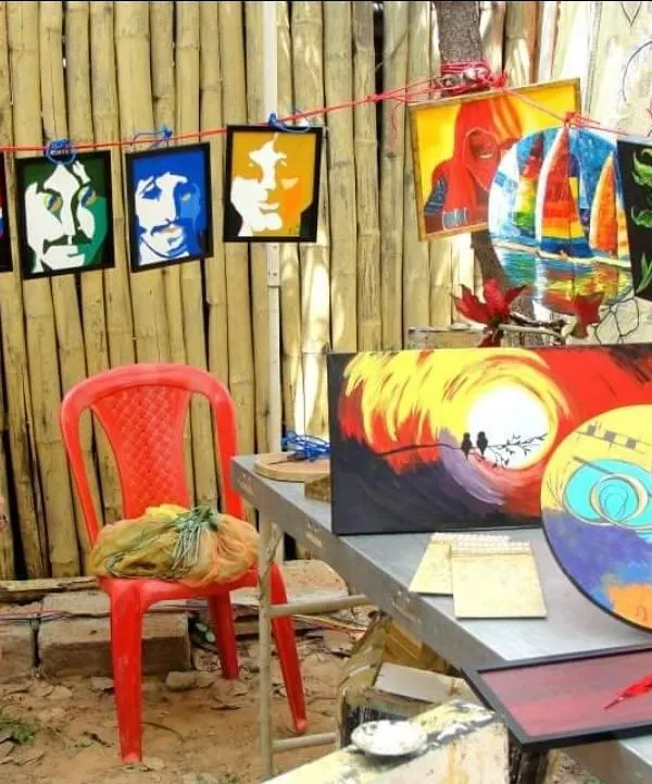 This picture is from 11 years ago, at my very first exhibition stall in Bangalore. I had no idea then that this passion would turn into a career of painting over 85 walls for clients like OnePlus and Wipro.