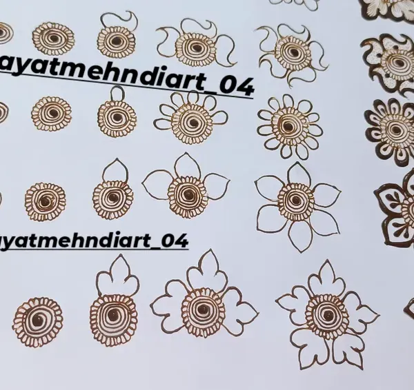 We begin with simple floral shapes, learning how to control the cone to make clean petals and centers. This practice sheet shows the progression from a basic outline to a more complete flower.