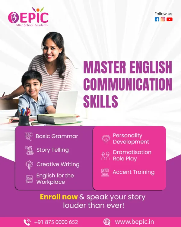 I help upgrade your child's voice with my English communication skills program. I cover everything from basic grammar and creative writing to personality development and accent training.