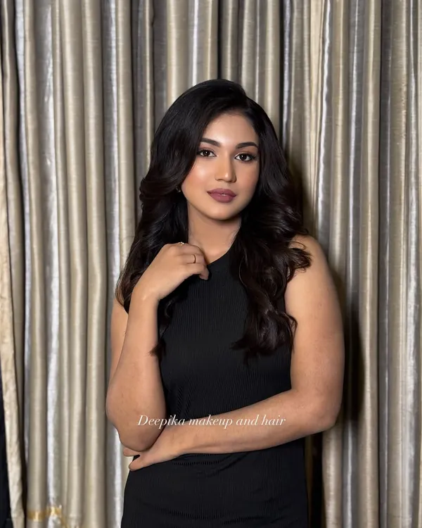 A sophisticated party look with soft, voluminous waves and a flawless matte makeup finish.