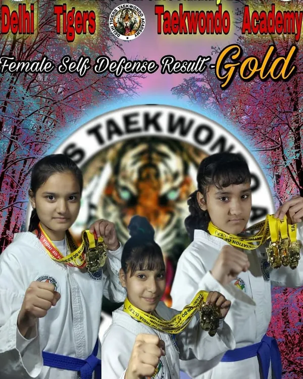 My female self-defense team showcasing their Gold medals from a national competition. Their success is a huge inspiration for everyone at the academy.