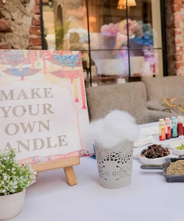 A "Make Your Own Candle" station is a wonderful way to engage guests. This setup provided a creative outlet and a personalized party favor, an idea that works beautifully for corporate wellness days or holiday parties.