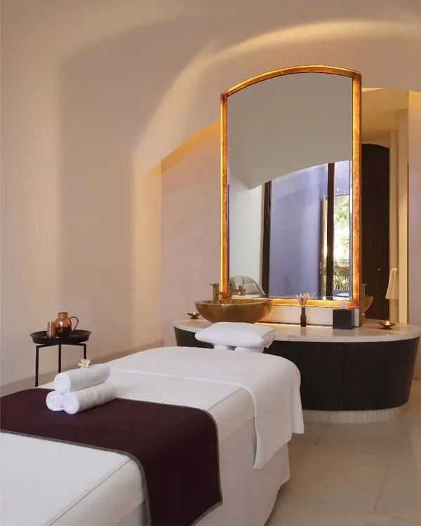 This is one of our well-appointed single treatment suites. The design is clean and calming, with luxurious details that create a perfect environment for your therapy session.