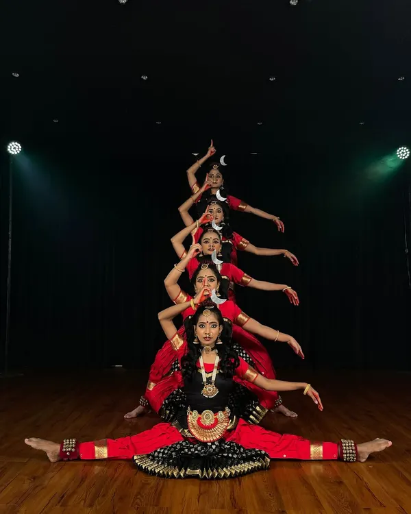 A powerful moment of synchronicity and grace from our "Shivashtakam" production. This image captures the dedication and artistry that we instill in every student at our academy.