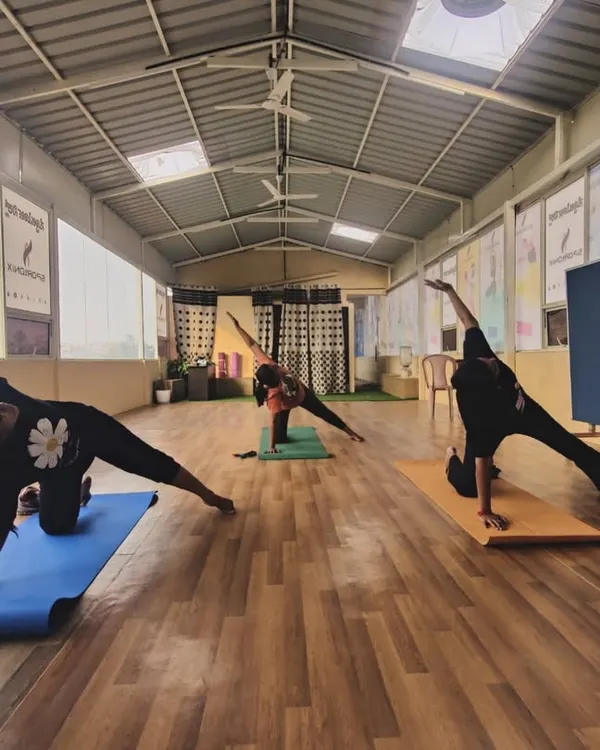 Welcome to our group yoga class. Here, students are guided through Vasisthasana, or Side Plank Pose, to build core strength and improve balance. We foster a supportive environment where everyone can find their own level of challenge and progress.