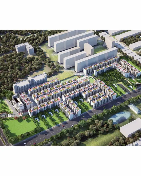 The complete master plan for Flora Avenue in Sohna, showcasing the strategic layout of over 600 apartments. Our urban design principles focus on creating interconnected green spaces and pedestrian-friendly pathways to build a sustainable and socially vibrant community.