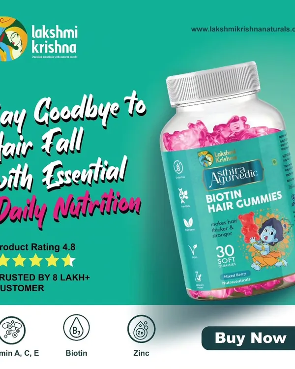 Say goodbye to hair fall with essential daily nutrition. My Biotin Hair Gummies are a tasty and easy way to get the vitamins A, C, E, biotin, and zinc your hair needs to be strong and healthy.