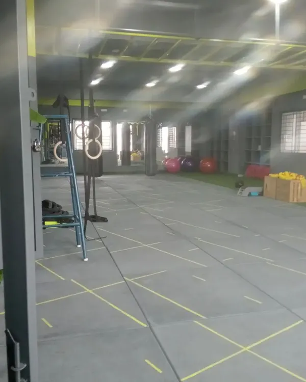 This is our Group X studio at HSR Fitness World in Bangalore. It's a spacious area perfect for aerobics, Zumba, and core conditioning classes.