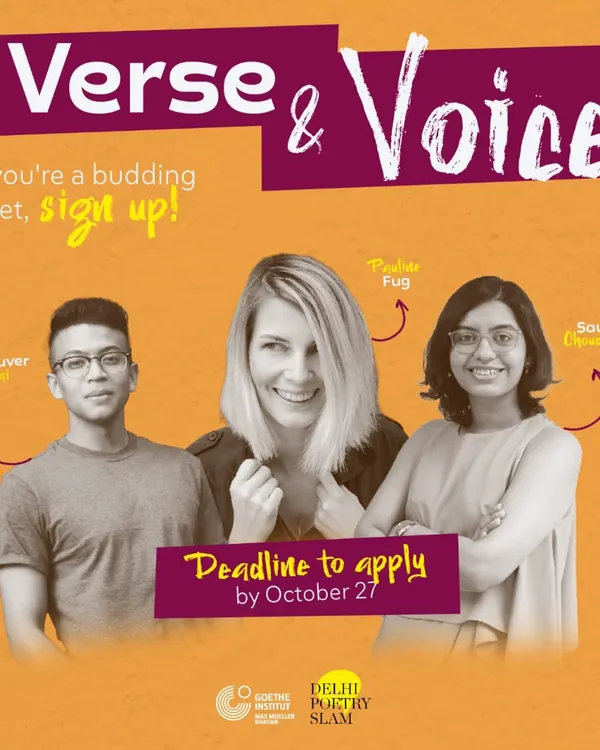 The official announcement for our 'Verse & Voice' workshop series, a collaboration with the Goethe-Institut. This program focuses on multilingual poetry and performance skills, led by mentors from India and Germany.