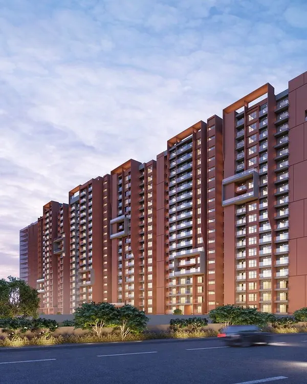 The architectural facade of a high-rise community we designed in Bangalore. Our approach to urban design considers not just the building, but how it meets the street and contributes to the city's skyline.