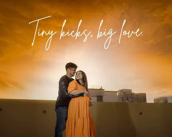 Tiny kicks and big love. I love capturing couples against a beautiful Mumbai sunset, creating a truly epic and romantic portrait that celebrates their journey to parenthood.