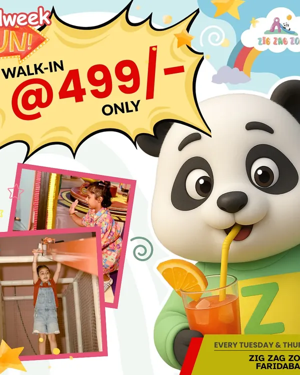 Midweek Fun! We offer special walk-in prices on Tuesdays and Thursdays at our Faridabad branch for an hour of non-stop play.