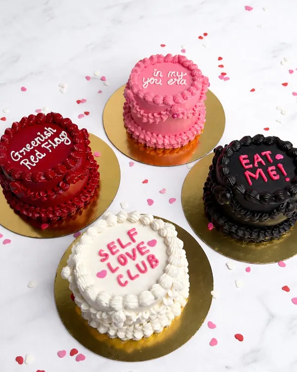 These Mini Vintage Valentine cakes are where my sassy side really comes out. They are perfect for your partner, your situationship, or even just for yourself. Each cake serves two and comes in egg-free 3-berry vanilla or Belgian chocolate.