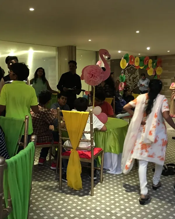 Here’s a look at a lively kids' birthday party I catered. You can see the colourful decor and guests enjoying the celebration while my team handles all the food and service in the background.