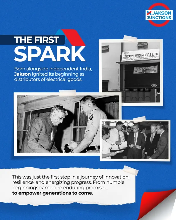This was the first spark. Born alongside independent India, we began as distributors of electrical goods. These historical photos mark the humble beginnings of our promise to empower generations to come.