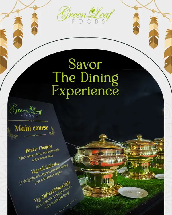 An elegant buffet setup featuring a clear menu so guests know exactly what they are enjoying. Here, you can see my Paneer Chatpata and Veg Mili Juli Sabzi ready to be served.