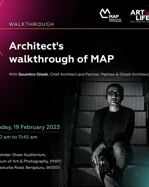 An invitation for a public walkthrough of the Museum of Art & Photography (MAP). For me, a building is only complete when it is inhabited and experienced by the people it was designed for.