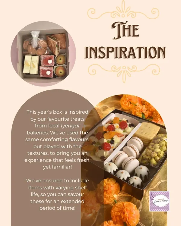 Our 2024 Diwali hamper is inspired by our favorite treats from local Iyengar bakeries. We've used the same comforting flavors but played with the textures to create an experience that feels fresh yet familiar.