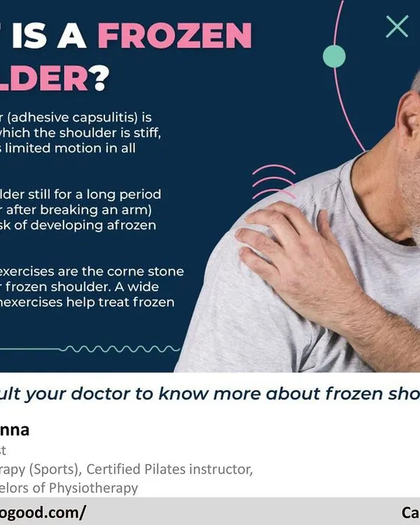 A frozen shoulder can be extremely painful and limiting. Physiotherapy is the cornerstone of treatment, using a wide range of motion exercises to gently restore mobility and reduce the stiffness in the shoulder joint.