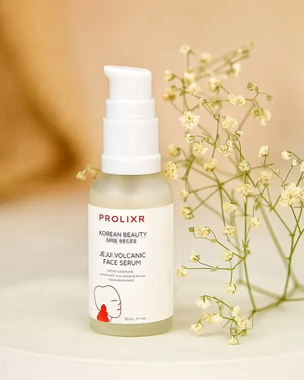 To capture this Korean beauty face serum in its purest form, I styled it with delicate baby's breath and a soft, neutral background. The minimal aesthetic reflects the product's clean and gentle formulation.