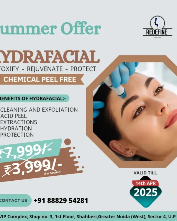 My Hydrafacial treatment is more than just a facial. It's a multi-step process that cleanses, exfoliates, extracts impurities, and hydrates the skin, leaving it detoxified and rejuvenated. This graphic shows a special offer for the treatment.