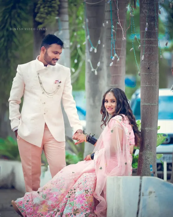 A beautiful reception look for my gorgeous bride Pallavi and her groom. It was a joy to doll her up in this pretty pink lehenga with soft, romantic makeup.