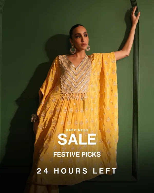 Your urgent reminder that the Happiness Sale is on. This vibrant yellow kaftan is one of my top festive picks, and it’s flying off the shelves. It’s comfy enough for all day wear but chic enough for any party.