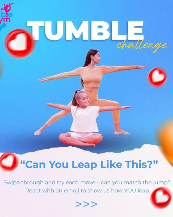 Can you leap like this? We challenge all the kids out there to try this move. We love creating fun challenges to keep our gymnasts motivated.