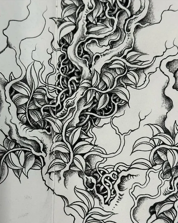 An alternate view of my tangled vine drawing.