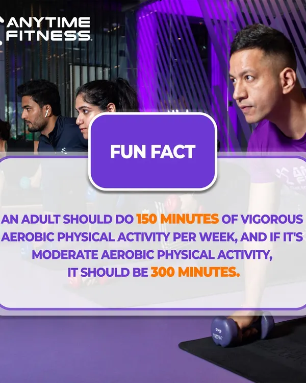Fun fact: An adult should aim for 150 minutes of vigorous aerobic activity per week, or 300 minutes if the activity is moderate. Every minute of movement counts towards your goal.