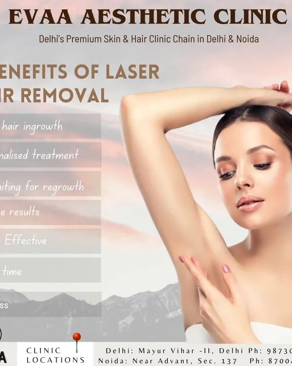 An infographic detailing the seven key benefits of choosing laser hair removal, including precision, cost-effectiveness, and the prevention of ingrown hairs for permanently smooth skin.