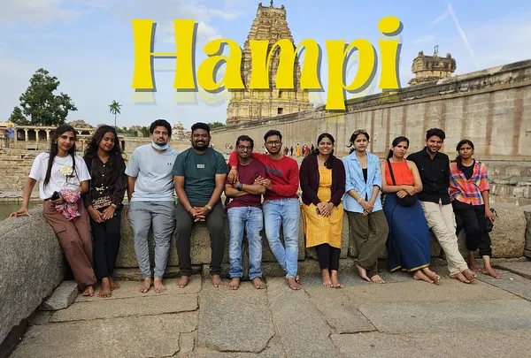 Our group at the famous Virupaksha Temple in Hampi. This weekend trip is a deep dive into the history of the Vijayanagara Empire.