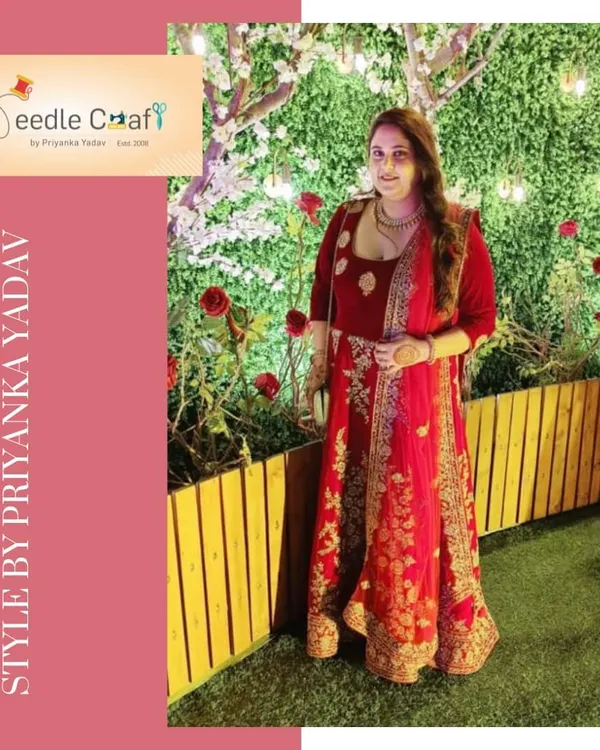 A beautiful transformation. This client's old bridal lehenga was repurposed into a gorgeous, wearable Anarkali, perfect for future weddings and festive events.