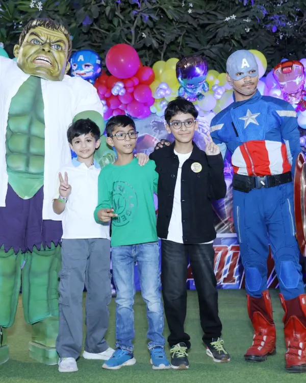 The ultimate superhero team-up. We assembled The Hulk and Captain America to celebrate a very special birthday, creating an epic experience for the birthday boy and his friends.