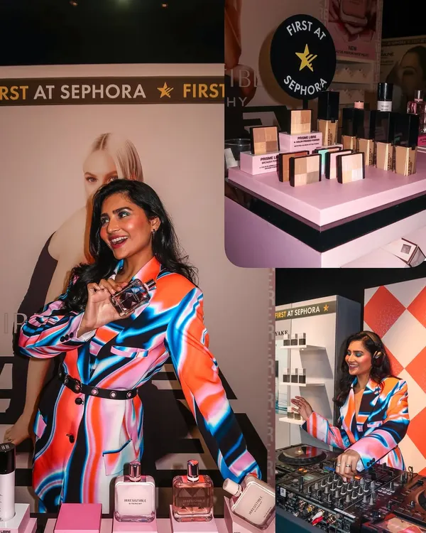A collage from my performance at the House of Sephora event. I was there to provide the music for their launch, surrounded by the latest beauty products and a glamorous crowd.